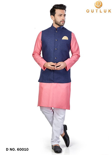 Pink Colour Outluk Vol 60 New Festive Wear Kurta Pajama With Jacket Mens Collection 60010
